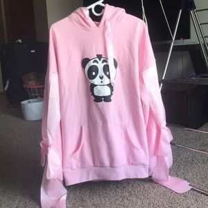 pink panda hoodie NWOT